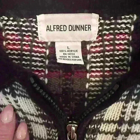 Alfred Dunner Zip Front Plaid Sweater L - Picture 4 of 4